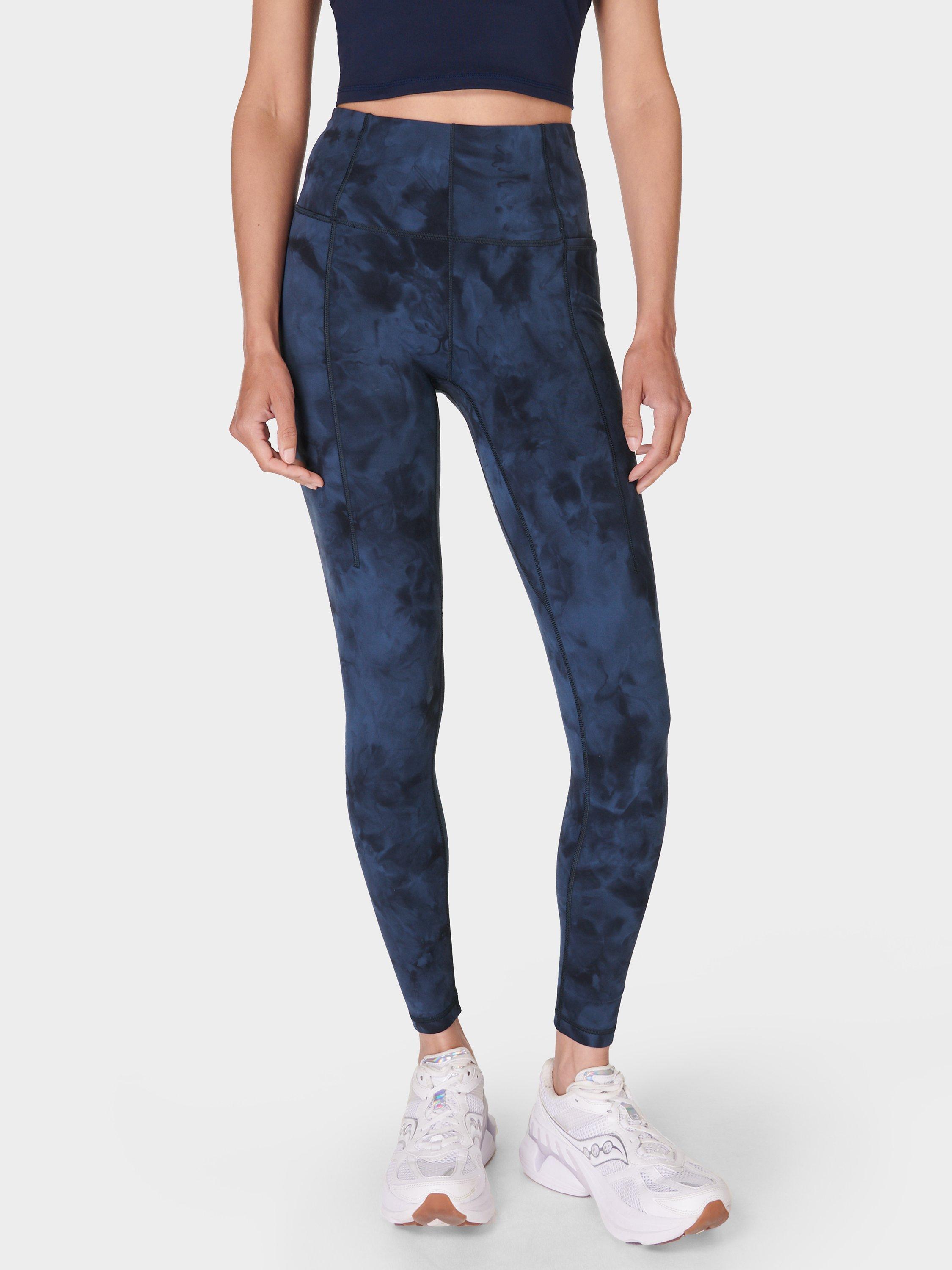 Product image 1 of 6, which shows Sweaty Betty Super Soft Yoga Leggings, Navy Blue Spray Dye, XXS