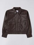 Edwin Dogma Leather Jacket, Dark Brown