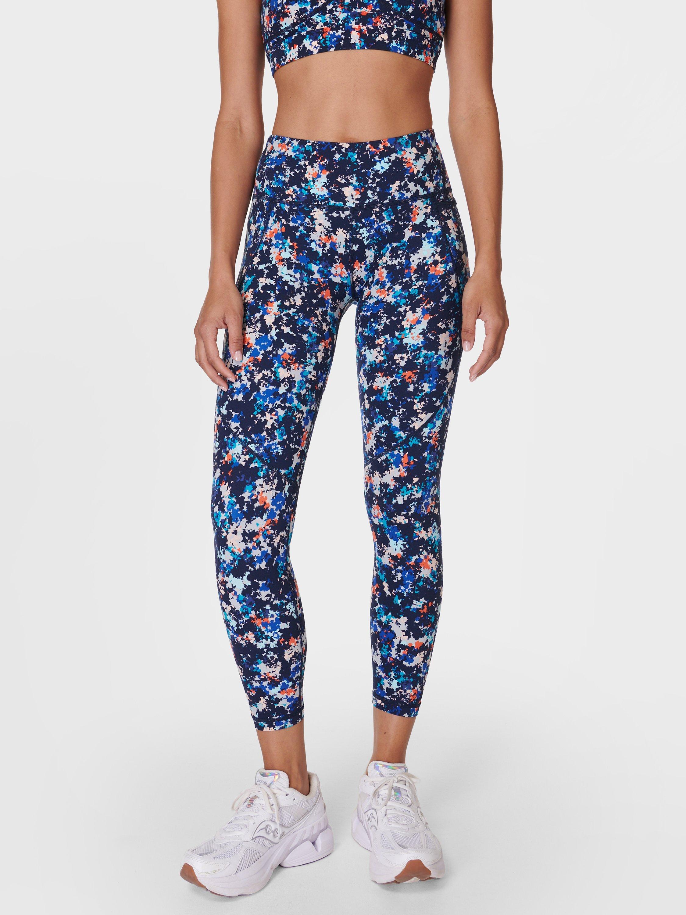 Sweaty Betty Power 7/8 Gym Leggings, Blue Ditsy Dab Floral
