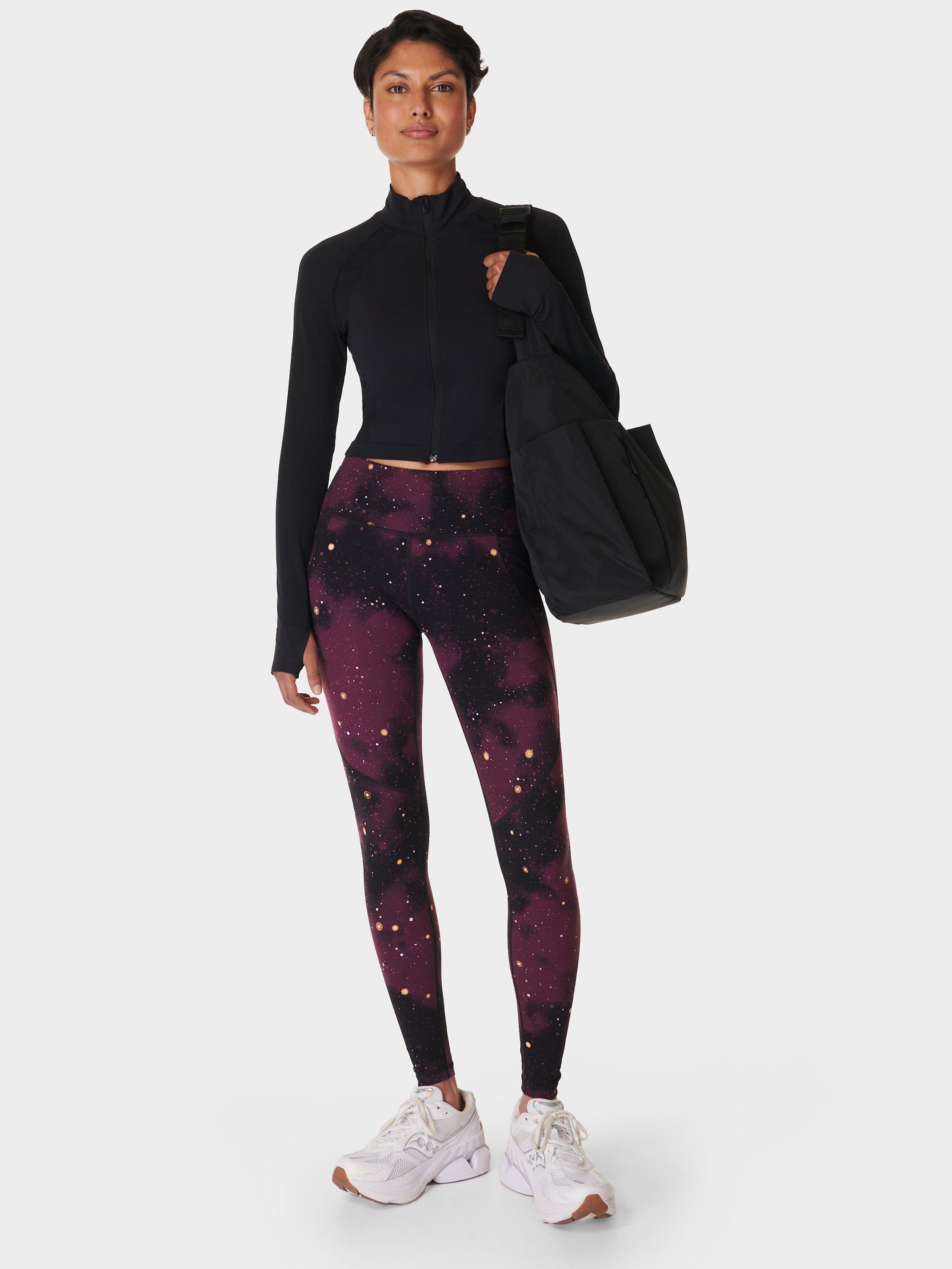 Product image 3 of 7, which shows Sweaty Betty Power Workout Leggings, Purple Ditsy Sun, XXS