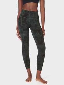 Sweaty Betty Super Soft 7/8 Yoga Leggings, Trek Green Spray Dye