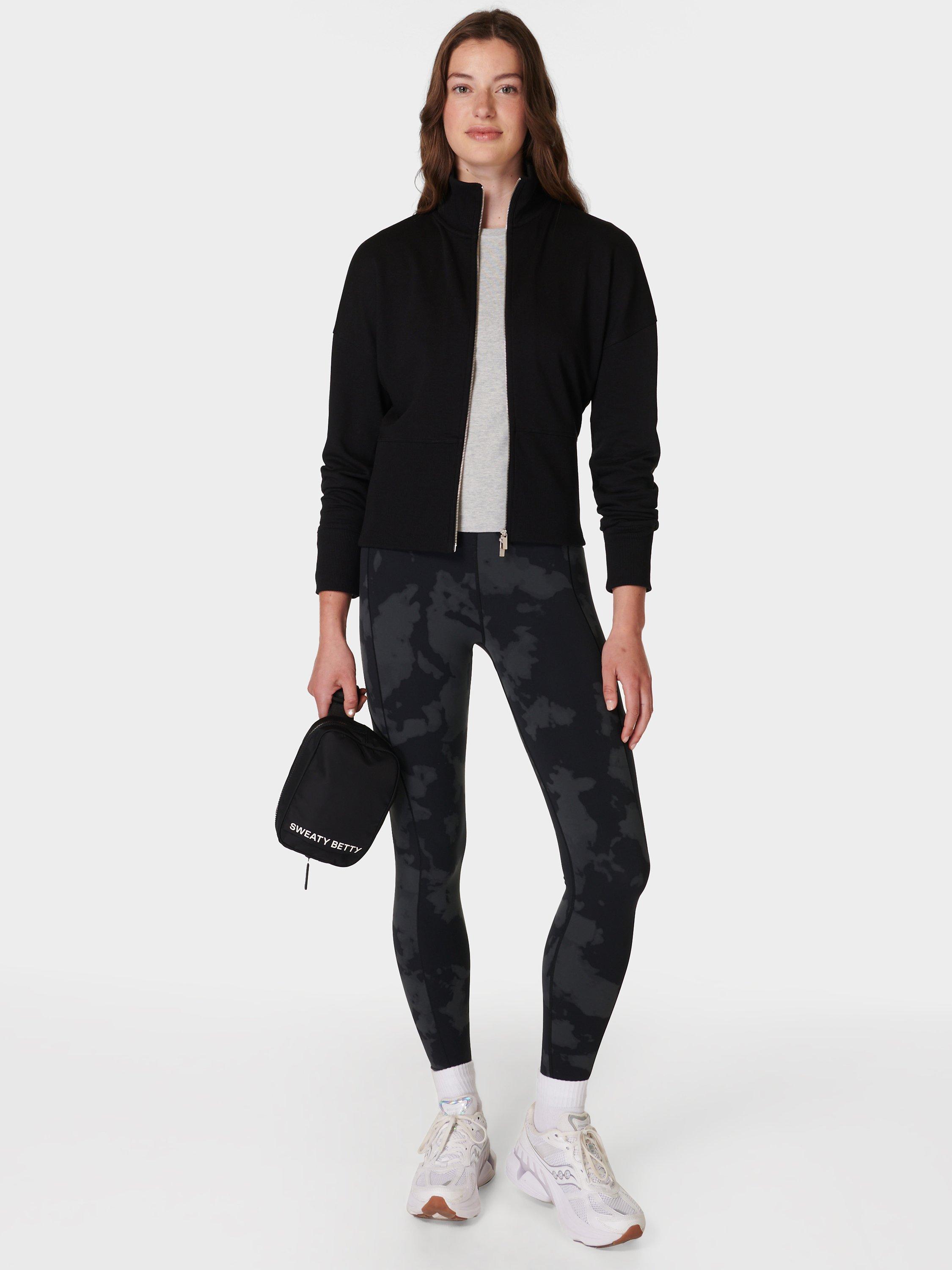 Product image 3 of 6, which shows Sweaty Betty After Class Organic Cotton Blend Zip Up Sweatshirt, Black, XXL