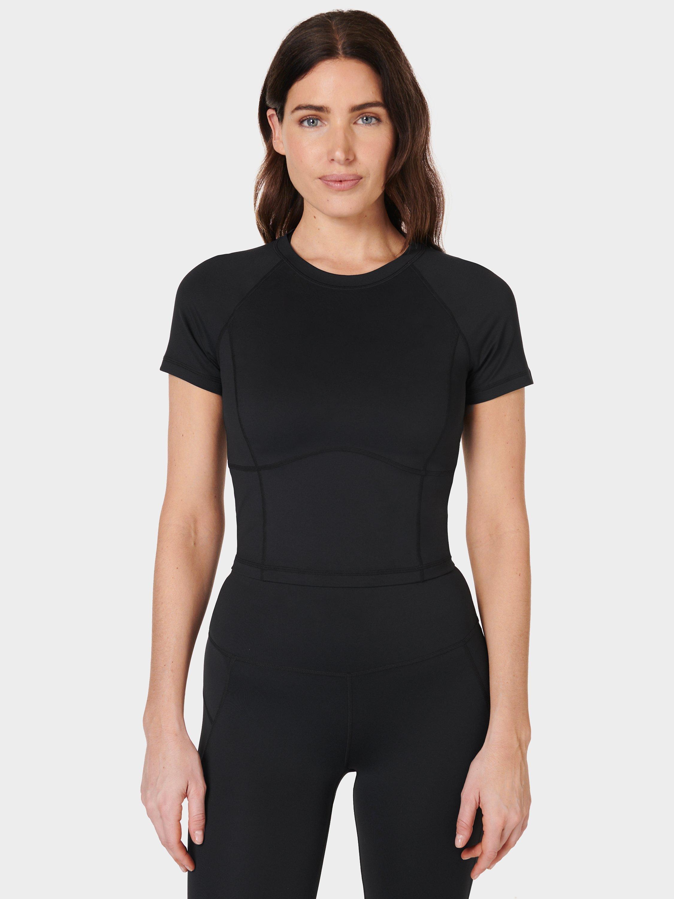 Product image 1 of 5, which shows Sweaty Betty All Day Cropped T-Shirt, Black, M