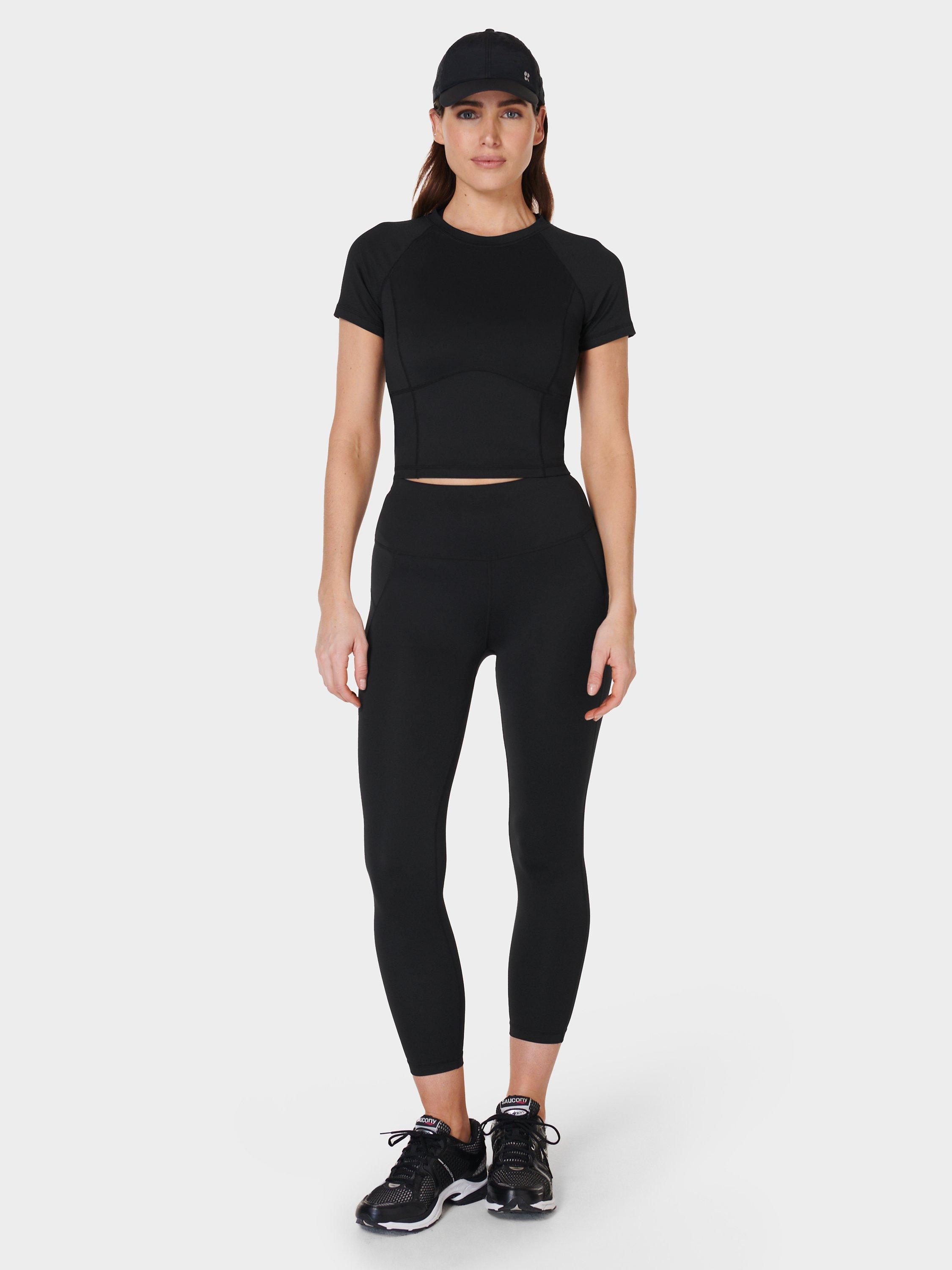 Product image 3 of 5, which shows Sweaty Betty All Day Cropped T-Shirt, Black, M
