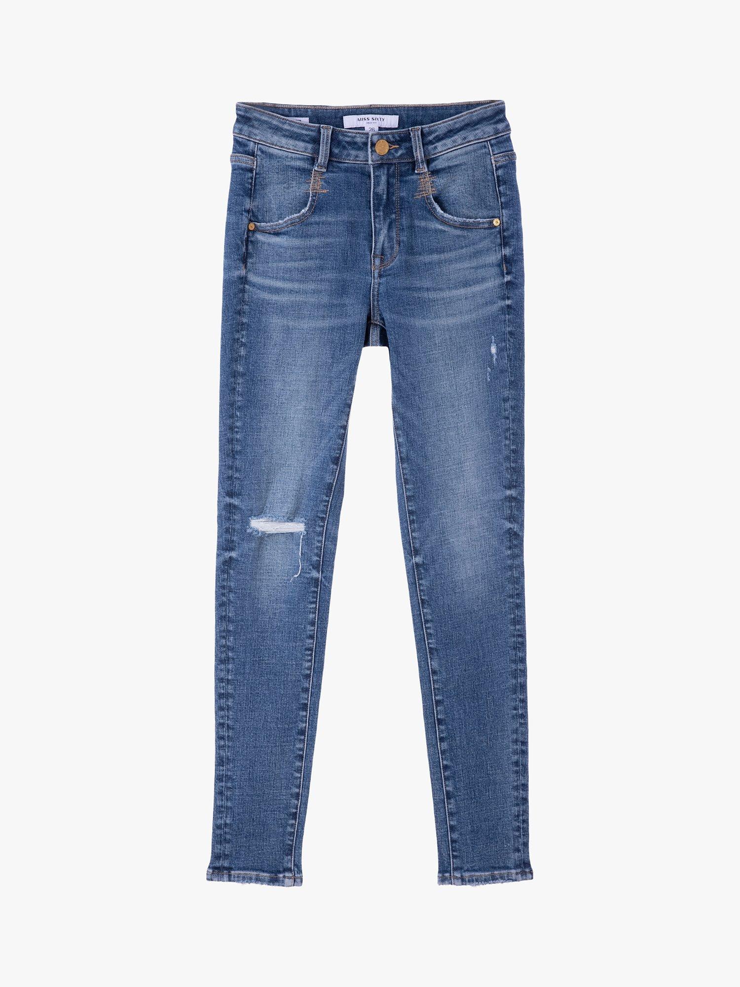 MISS SIXTY Distressed Skinny Jeans, Deep Blue