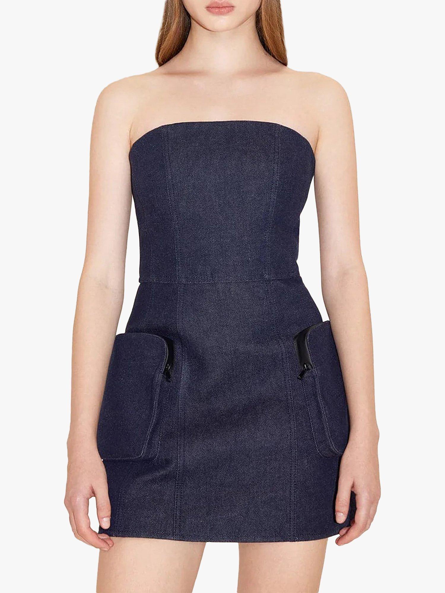 MISS SIXTY Tube Denim Mini Dress, Black Blue