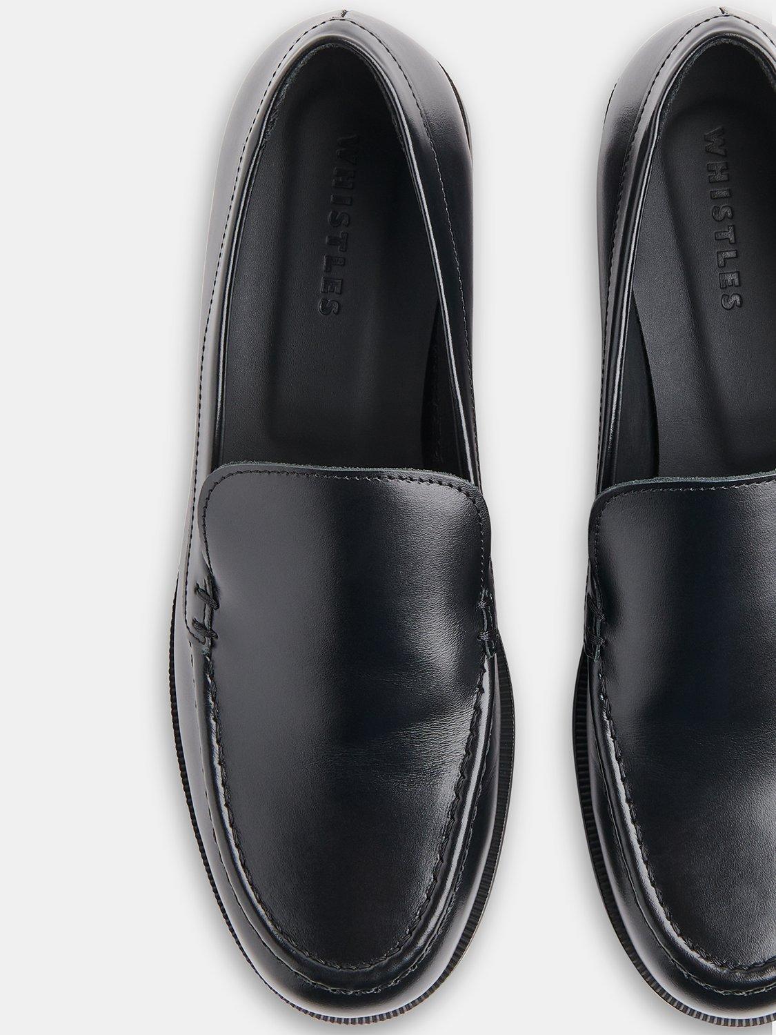 Product image 3 of 5, which shows Whistles Jovie Patent Leather Slim Loafers, Black, 4