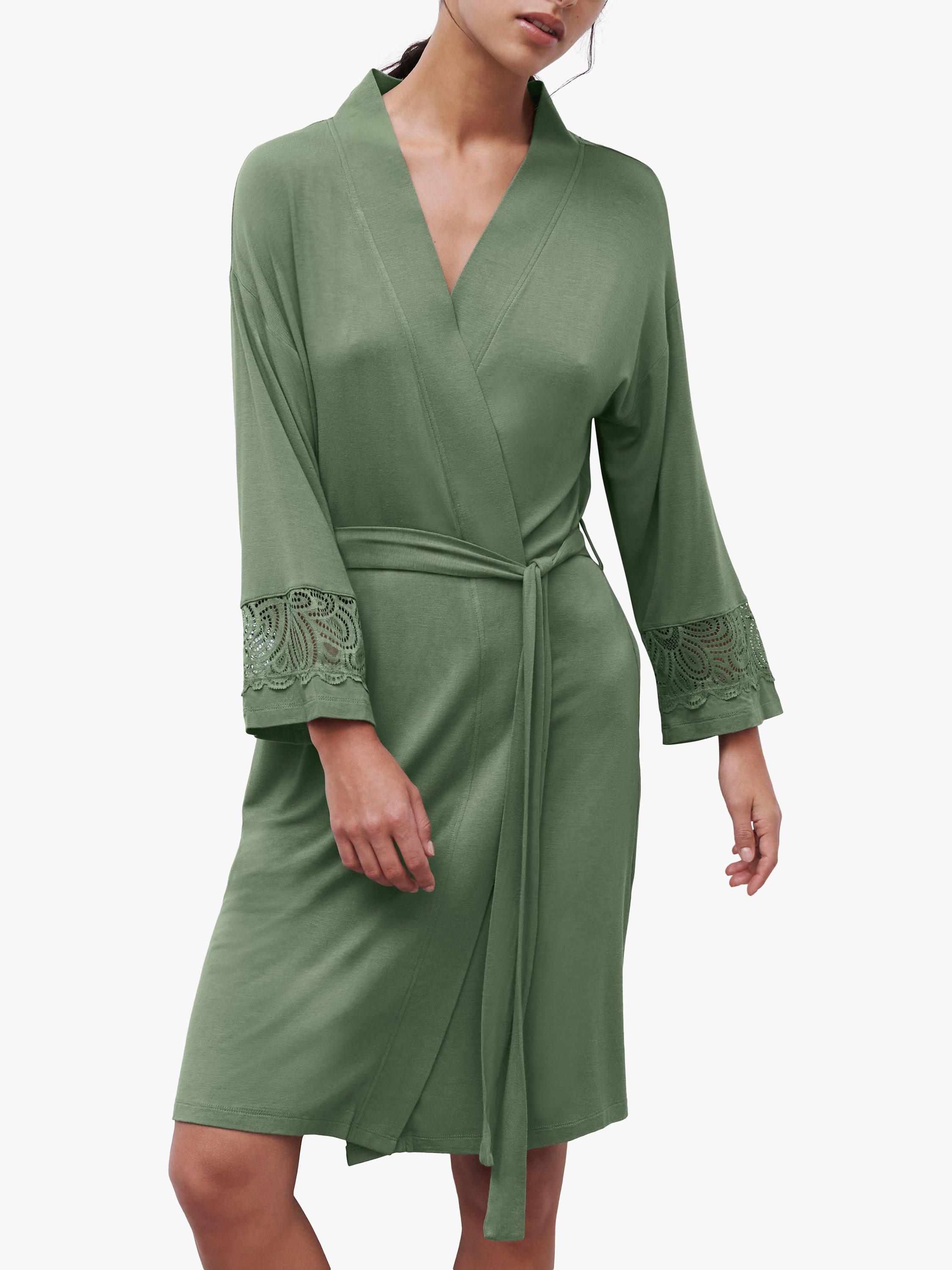 Femilet Josie Lace Back Kimono Dressing Gown Sage Green