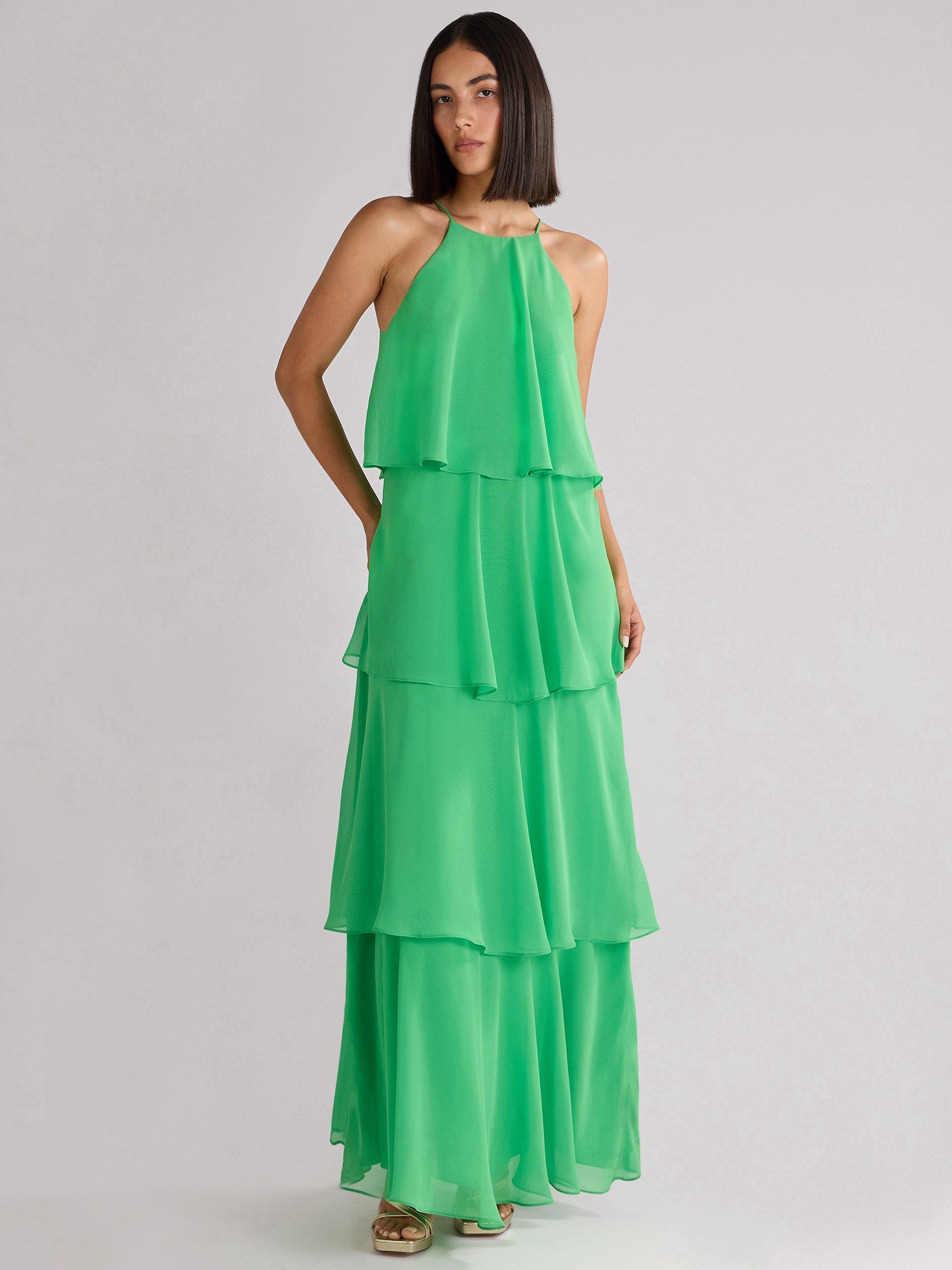Ro Zo Savannah Tiered Chiffon Maxi Dress Green