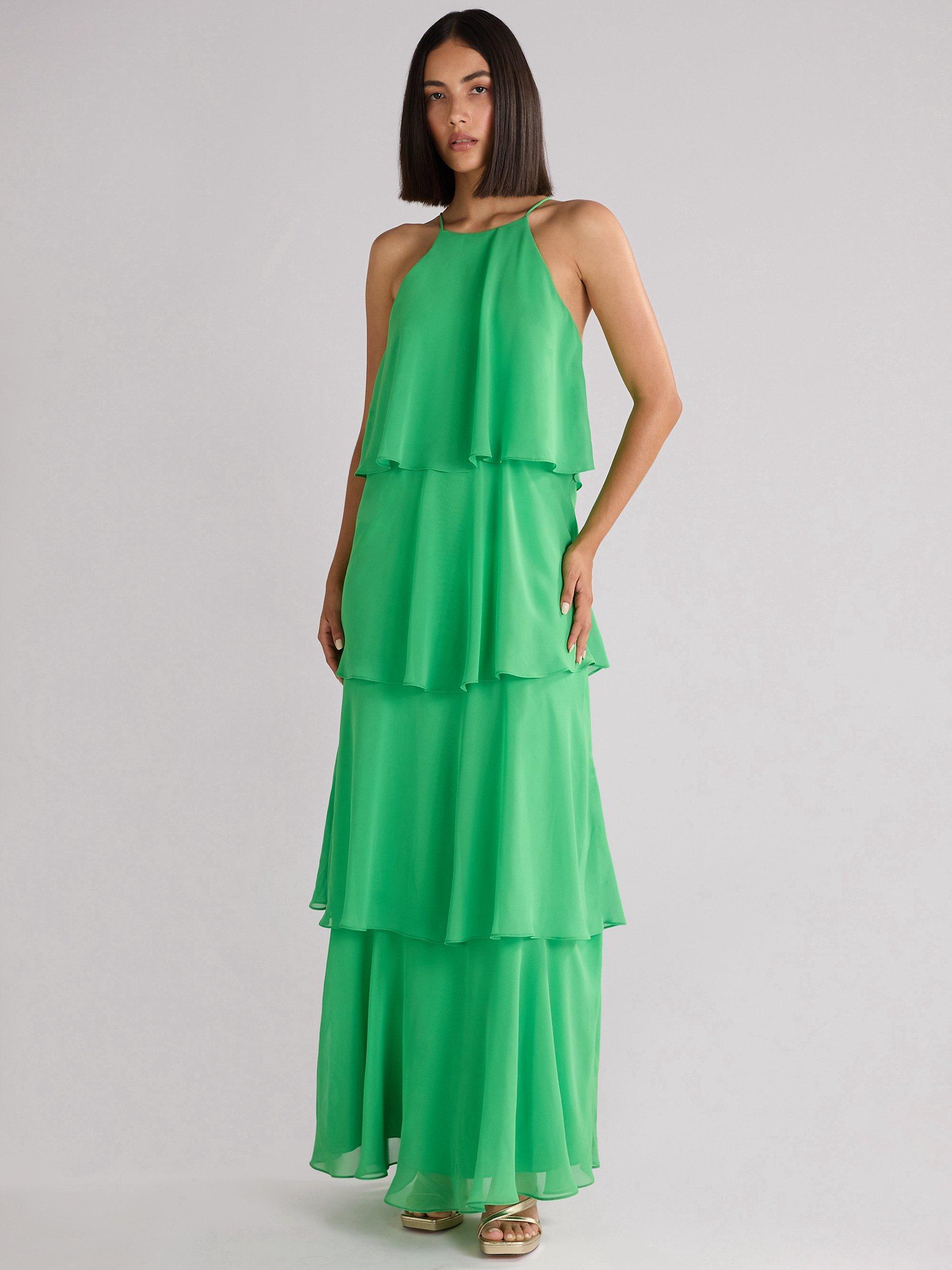 Product image 2 of 4, which shows Ro&Zo Savannah Tiered Chiffon Maxi Dress, Green, 14