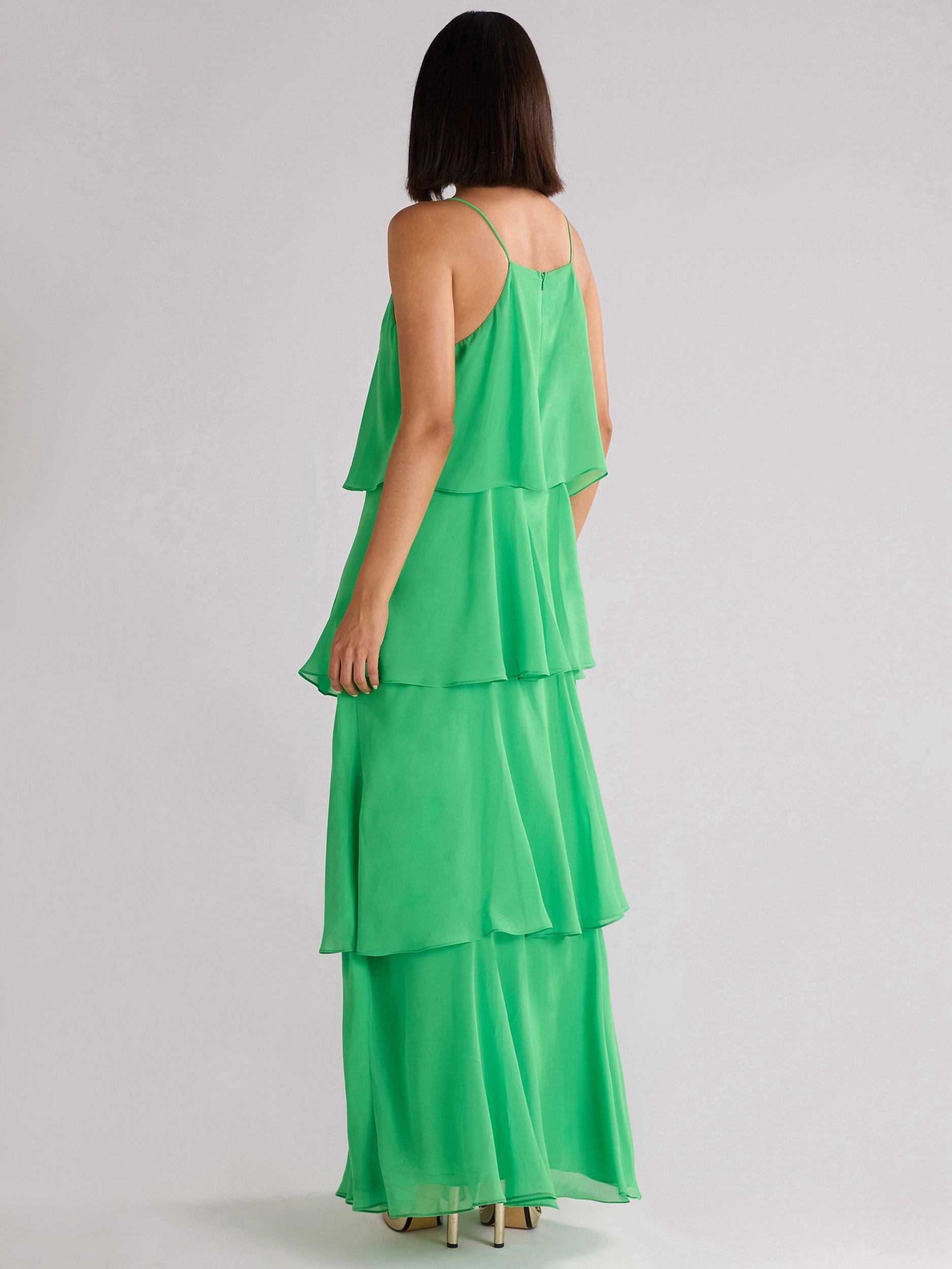 Product image 4 of 4, which shows Ro&Zo Savannah Tiered Chiffon Maxi Dress, Green, 14