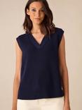 Ro&Zo Side Zip Knitted Tank Top, Navy