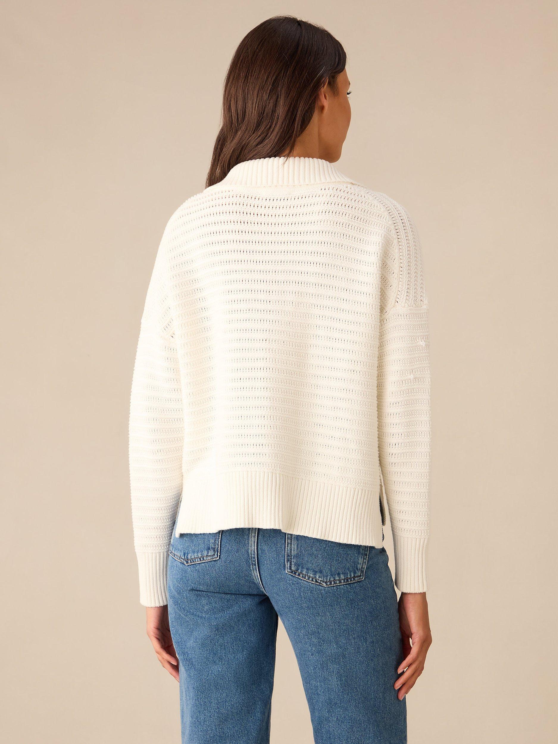 Product image 4 of 4, which shows Ro&Zo Knitted Collar Jumper, Cream, S