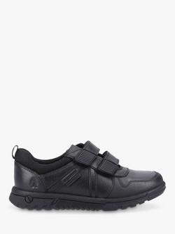 Hush Puppies Kids' Spencer Junior Leather Double Riptape Shoes, Black, Black