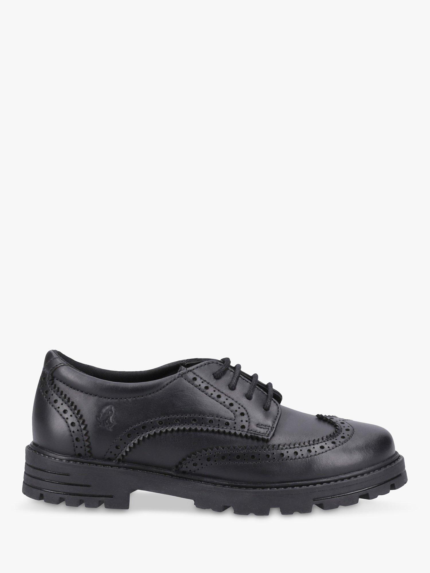 Product image 1 of 4, which shows Hush Puppies Kids' Maxine Senior Leather Lace Up Brogue Shoes, Black, 3