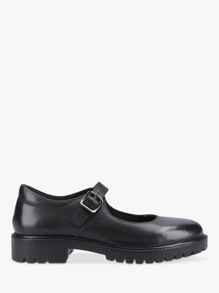 Hush Puppies Kids' Aurora Senior Buckle Strap Leather Mary Jane Shoes, Black, Black