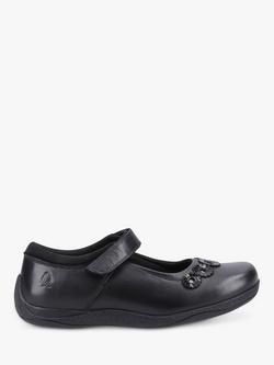 Hush Puppies Kids' Christina Senior Riptape Leather Mary Jane Shoes, Black, Black