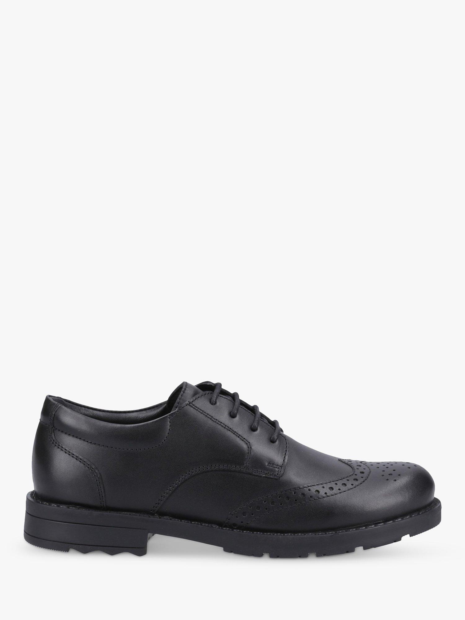 Product image 1 of 4, which shows Hush Puppies Kids' Brian Junior Leather Lace Up Brogue Shoes, Black, 10 Jnr