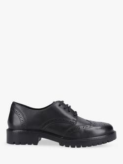 Hush Puppies Kids' Athena Senior Leather Lace Up Brogue Shoes, Black, Black