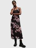 AllSaints Bryony Floral Dress, Black/Pink