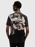 AllSaints Fleur Floral Back Organic Cotton T-Shirt, Black