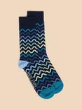 White Stuff Squiggle Socks, Navy/Multi