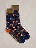 White Stuff Cotton Blend You Silver Fox Novelty Socks, Navy/Multi