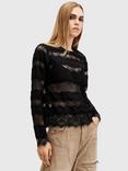 AllSaints Tiff Lace Top, Black, Black