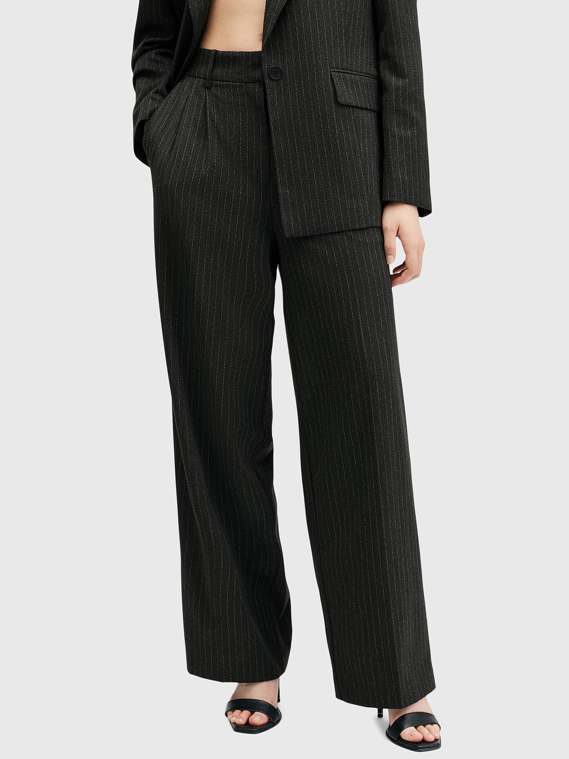 AllSaints Averie Pinstripe Trousers, Grey
