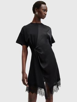 AllSaints Lana Organic Cotton Lace Dress, Black, Black
