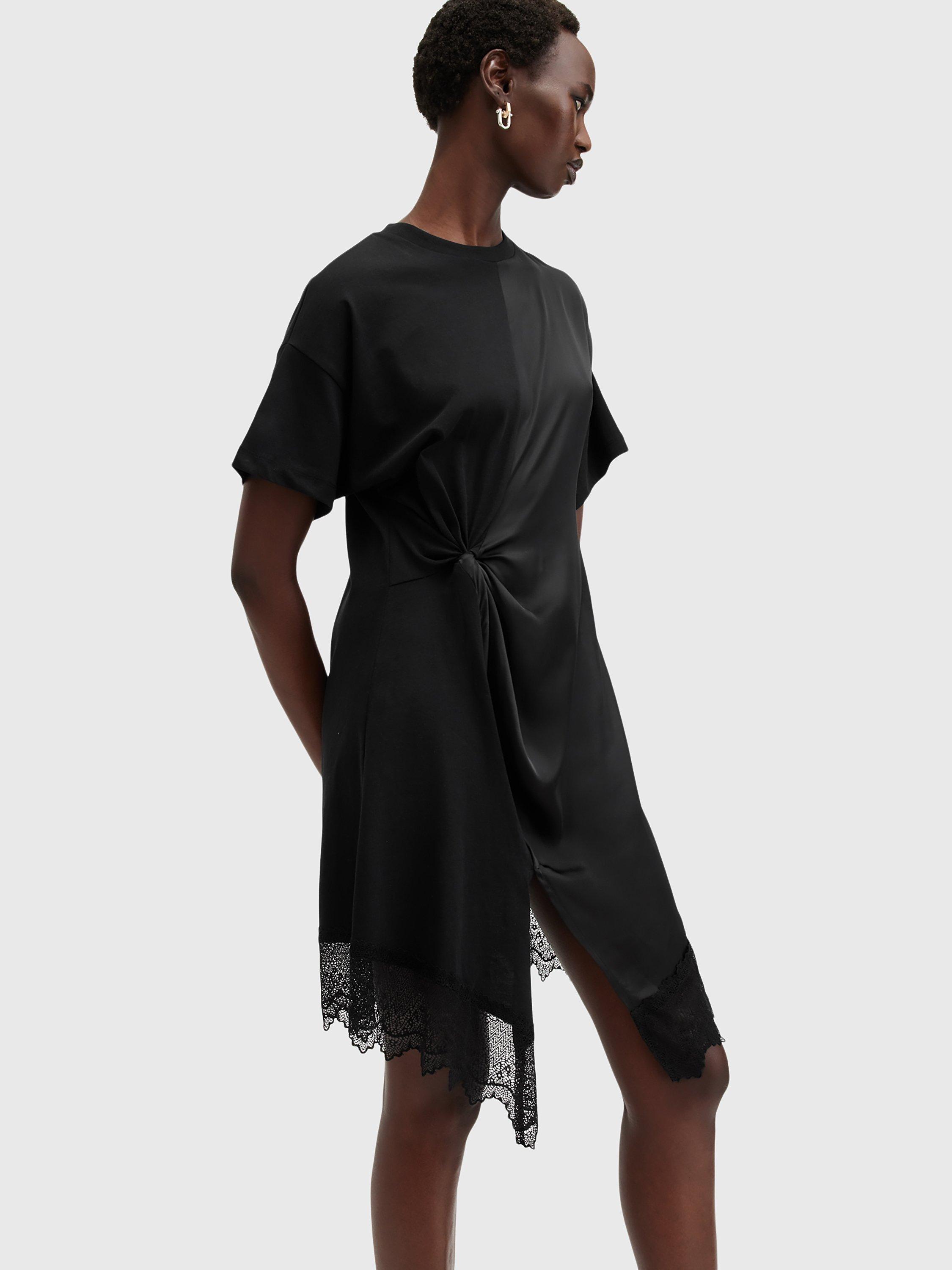 Product image 8 of 9, which shows AllSaints Lana Organic Cotton Lace Dress, Black, 10