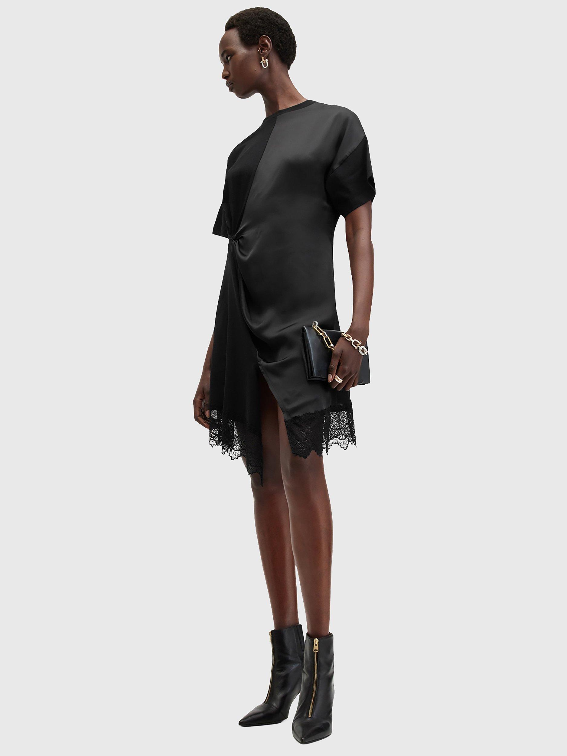 Product image 9 of 9, which shows AllSaints Lana Organic Cotton Lace Dress, Black, 10