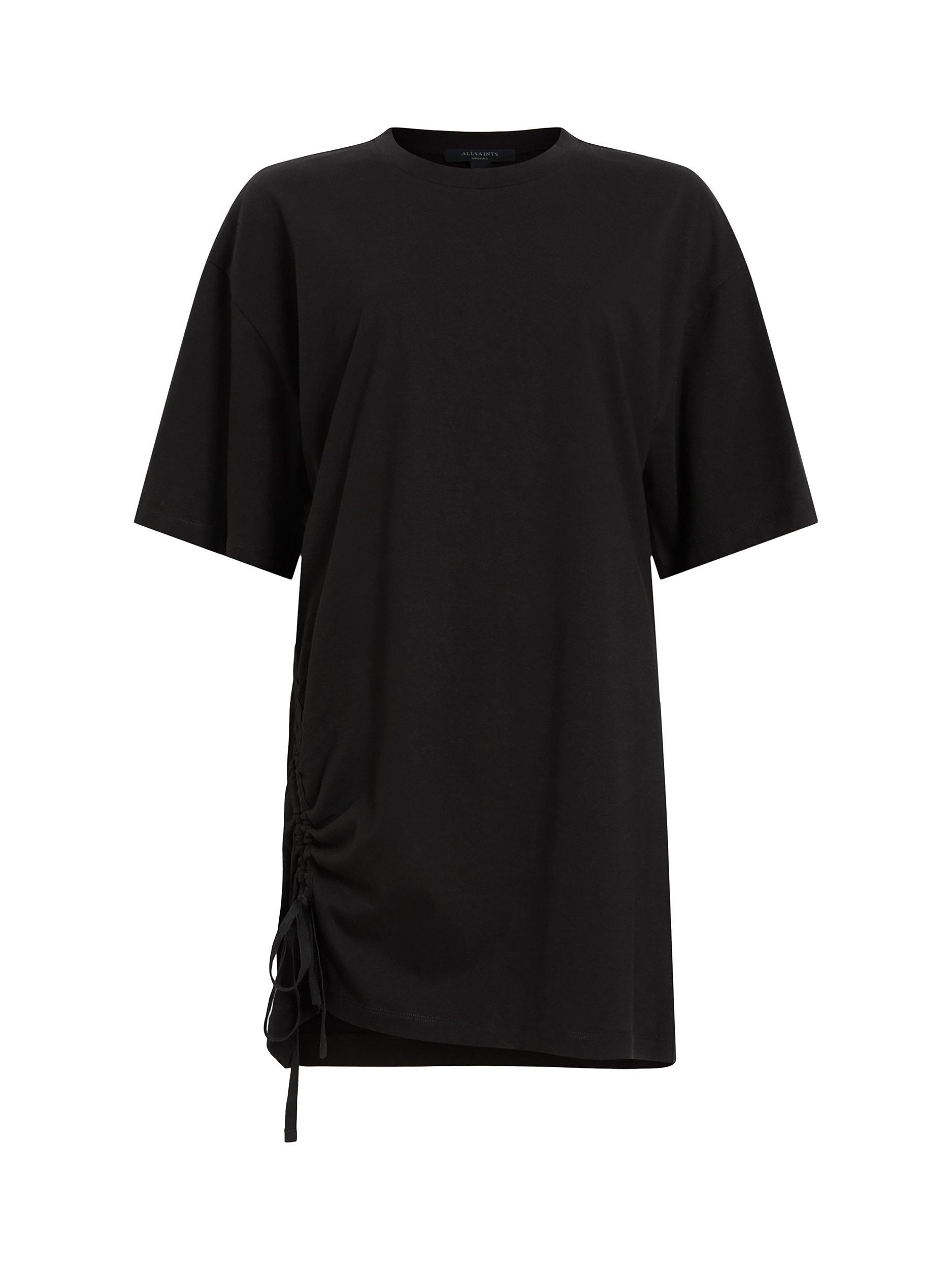Product image 4 of 9, which shows AllSaints Naenia Organic Cotton Mini Dress, Black, XS
