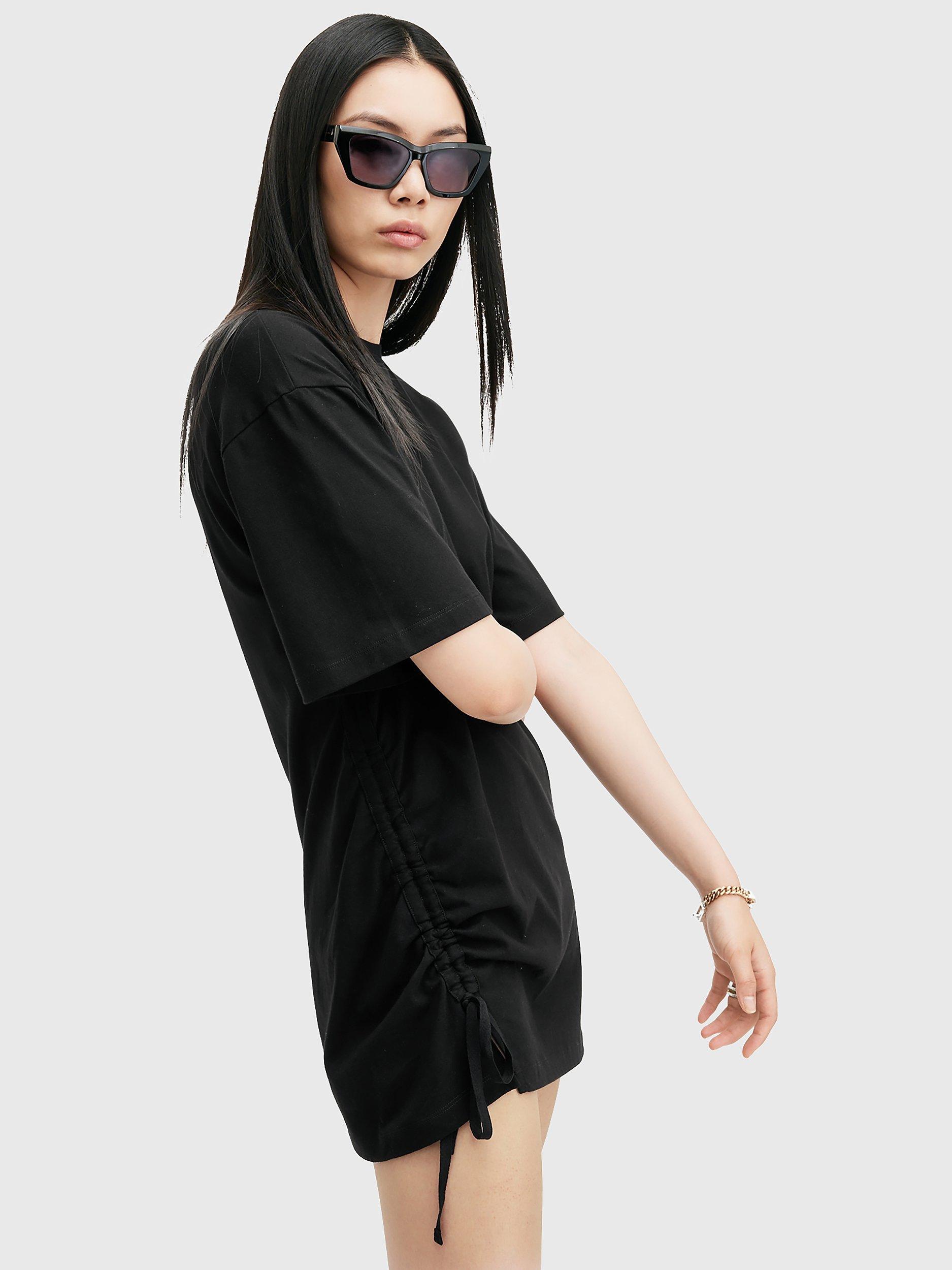 Product image 8 of 9, which shows AllSaints Naenia Organic Cotton Mini Dress, Black, XS