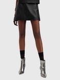 AllSaints Renai Leather Mini Skirt, Black