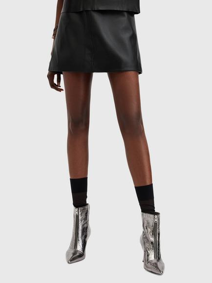 AllSaints Renai Leather Mini Skirt, Black, Black