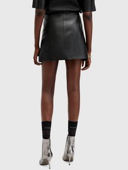 AllSaints Renai Leather Mini Skirt, Black - view 2, Black