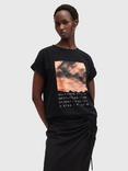 AllSaints Liberte Graphic Organic Cotton T-Shirt, Black, Black