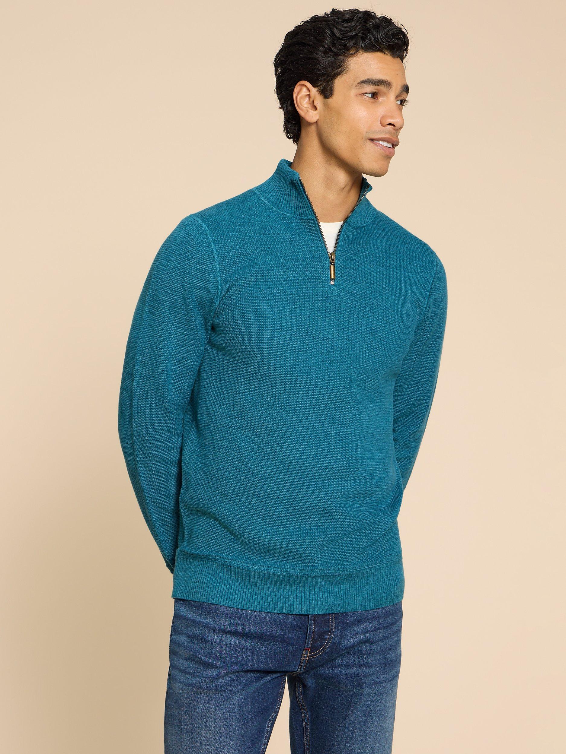 Product image 1 of 7, which shows White Stuff Attadale Funnel Neck Jumper, Mid Teal, XS