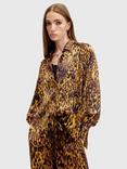 AllSaints Oana Leopard Print Shirt, Yellow/Multi