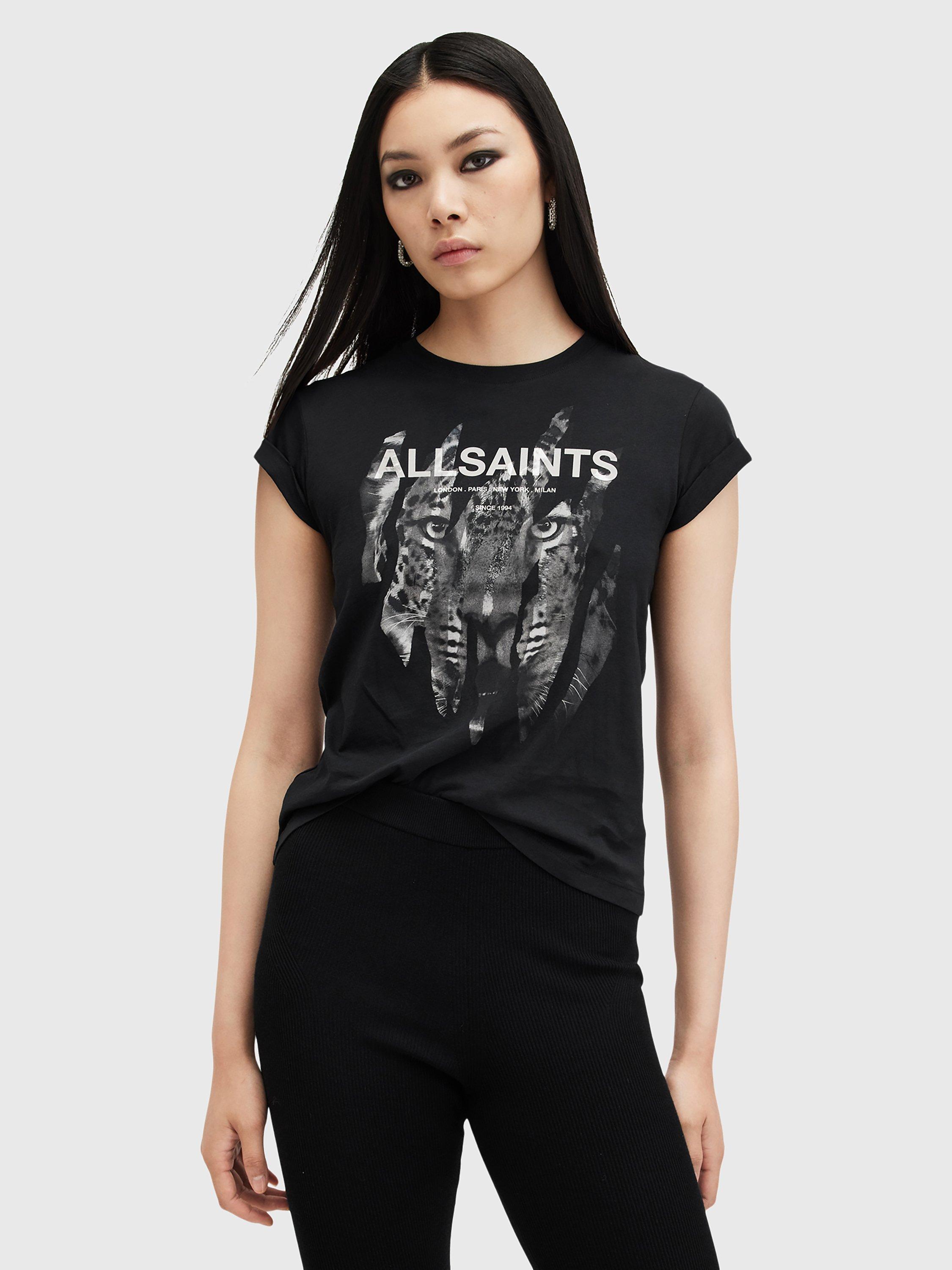 AllSaints Riproar Anna Tee, Black/Multi