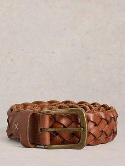 White Stuff Leather Weave Belt, Mid Tan, Mid Tan