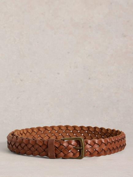 White Stuff Leather Weave Belt, Mid Tan - view 2, Mid Tan