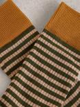 White Stuff Cotton Blend Ribbed Stripe Socks, Green/Multi