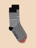 White Stuff Stripe & Spot Cotton Blend Socks, Grey/Multi