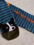 White Stuff Cotton Blend Man's Best Friend Novelty Socks, Blue/Multi