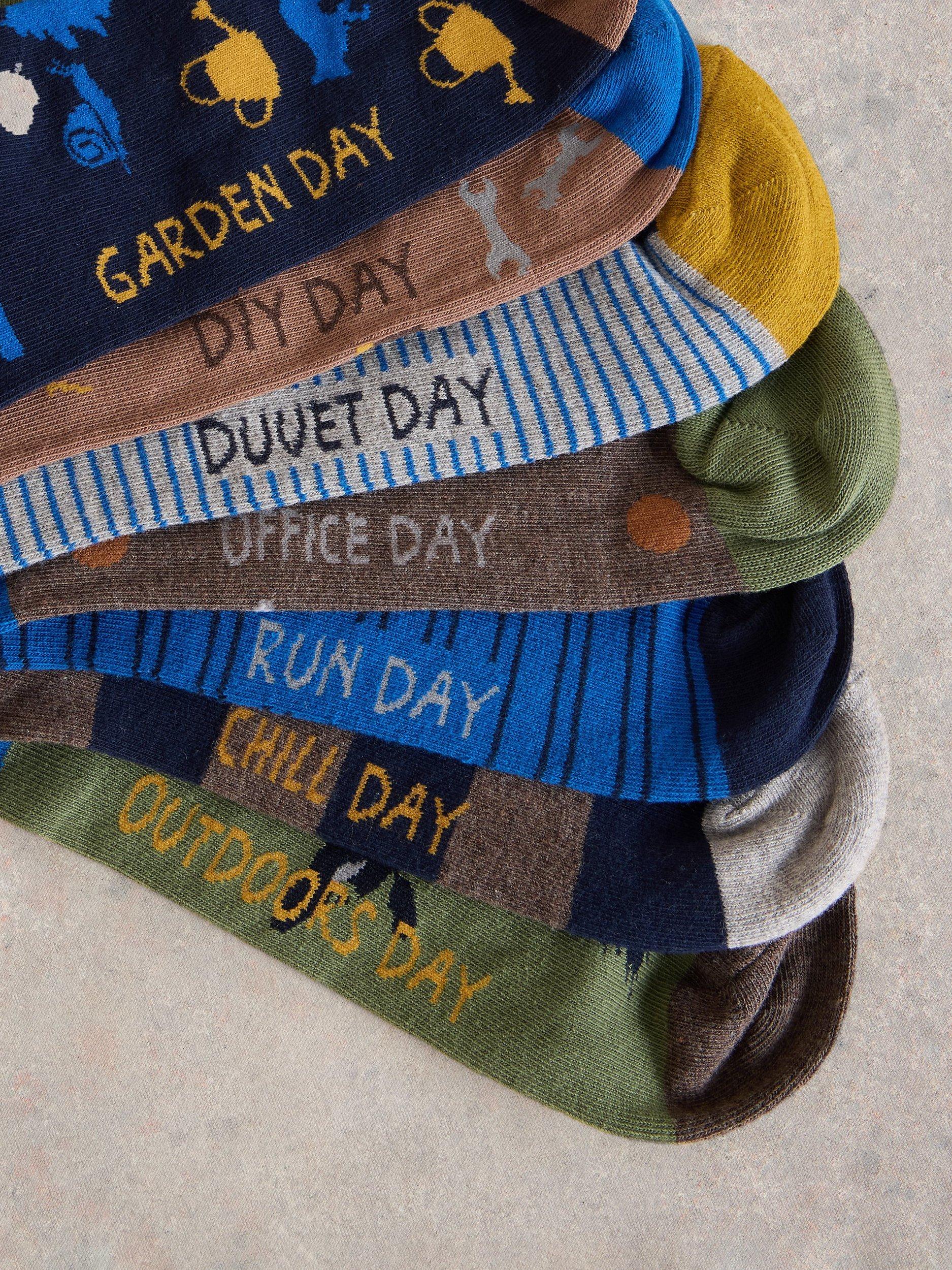 Product image 2 of 2, which shows White Stuff Days of the Week Ankle Socks, Pack of 7, Blue/Multi, 7-8.5