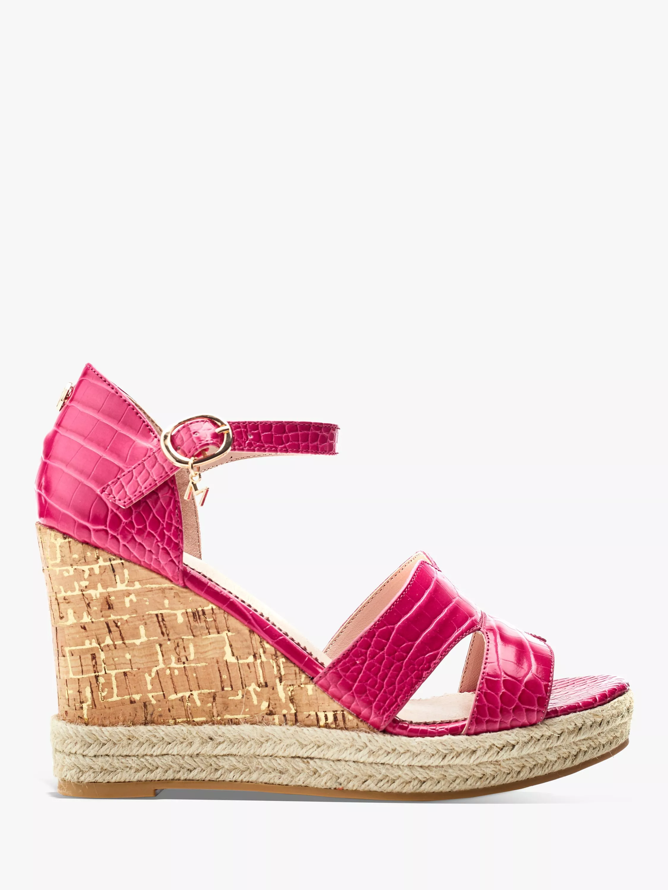 Moda in Pelle Rikola Patent Mocc Croc Heeled Sandals Raspberry