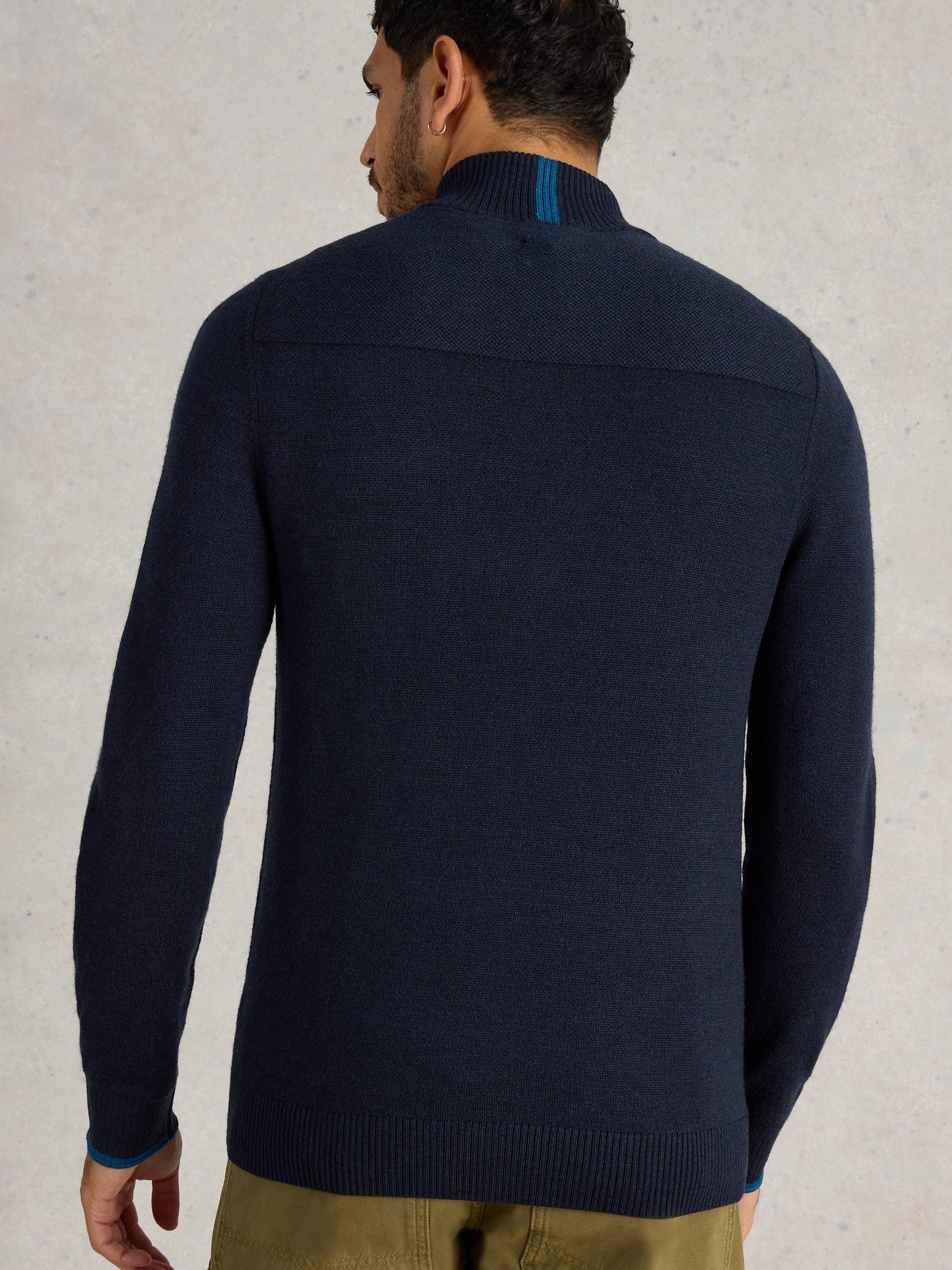Product image 2 of 7, which shows White Stuff Newport Merino Wool Funnel Neck Jumper, Navy, XS