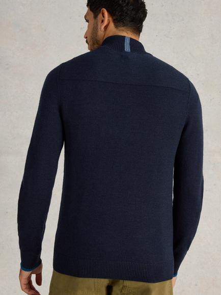 White Stuff Newport Merino Wool Funnel Neck Jumper - view 2, Navy